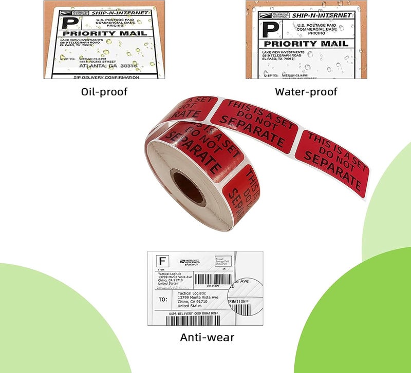 Anylabel 1" x 2" This is a Set Do Not Separate Stickers, Fluorescent Red Packing Labels for Shipping Bundle Sets and Multi-Pack Products Permanent Adhesive (2 Rolls, Total 1000 Labels) - Image 4